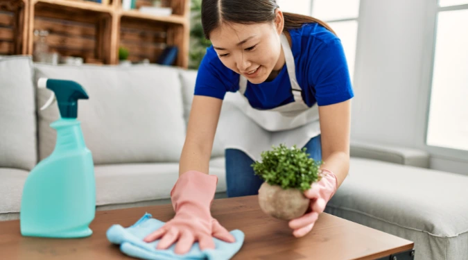 Woman cleaning house